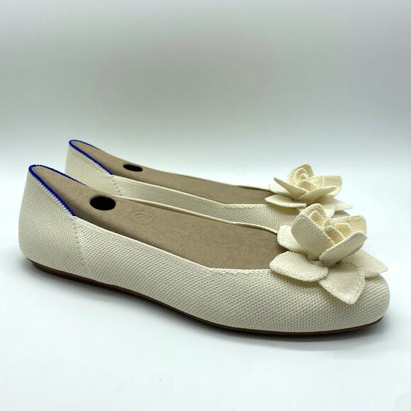 NIB Rothy's The Pedal Square Ballet Flats Cream Love Bird Slides Women size 8.5 - Picture 1 of 10